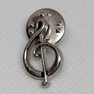 Treble Clef Lapel Pin Silver tone